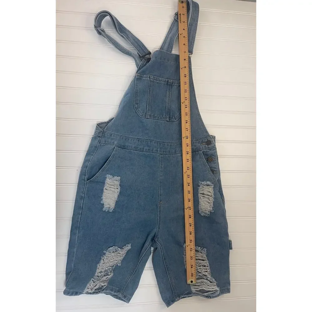 Boohoo Man Jean Denim Overalls‎ Distressed Festival Concerts Mens Small